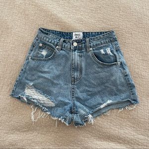 PRINCESS POLLY High-Waisted Denim Shorts